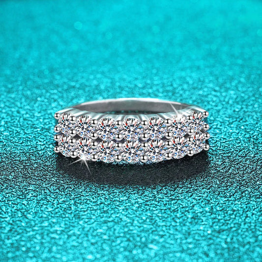 1.4CT 0.7CT 3mm Moissanite Ring for Women Half Enternity Diamond Band S925 Sterling Silver Plated White Gold Ring GRA
