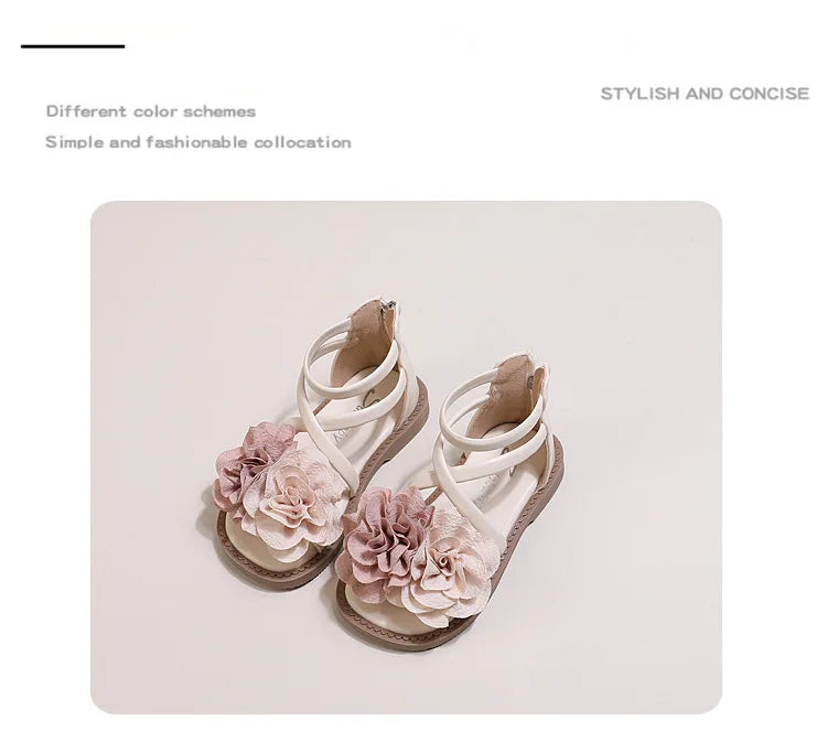 Girls' Sandals 2026 Summer New Children's Flower Princess Shoes Soft Sole Anti Slip Baby Girls' Roman Sandals