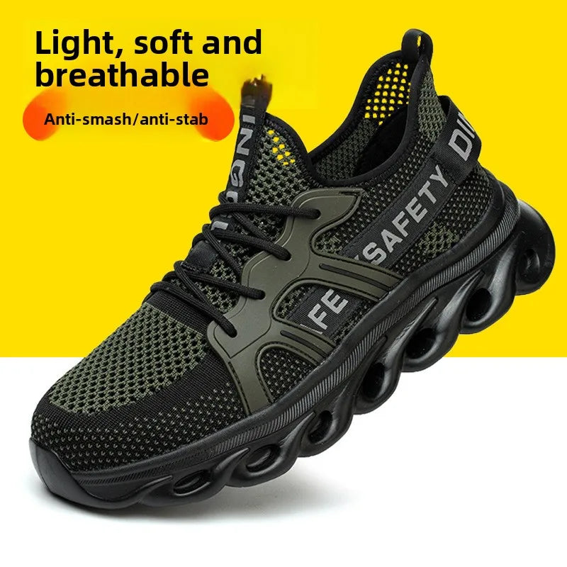 summer safety shoes lightweight work shoes with plastic toe comfortable work sneakers men anti-puncture breathable safety boots