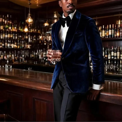 Men's Gold Velvet Tuxedo Blazer Shawl Lapel One Button Formal Jacket Fashion Slim Fit Wedding Prom Party Suit Coat