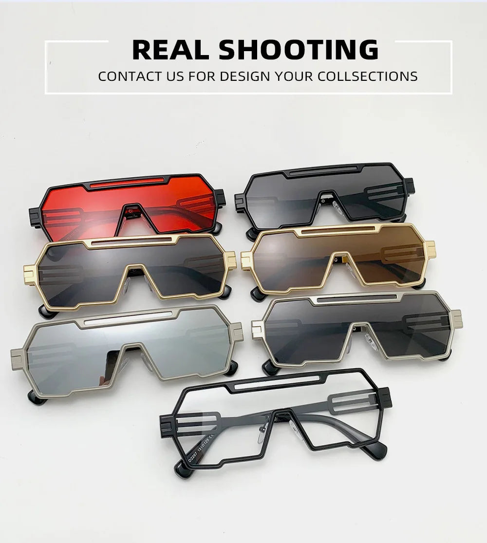 Steampunk Sunglasses For Men Vintage Designer Punk Fashion Glasses Retro One-Pieces Gafas De Sol Hombre Lunette De Soleil Homme