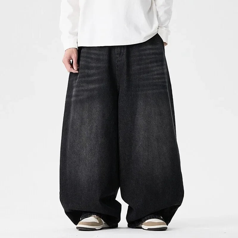 Spring Men Streetwear Denim Pants Men Harajuku Washed Baggy Jeans Men Y2K Fashion Punk Casual High Waist Wide Leg Pants
