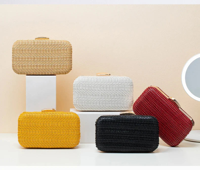 Casual Straw Women's Bag Yellow Clutch Woven Handbags Top Quality Luxury Bags Party Women's Shoulder Bags Purses Fashion Pouch