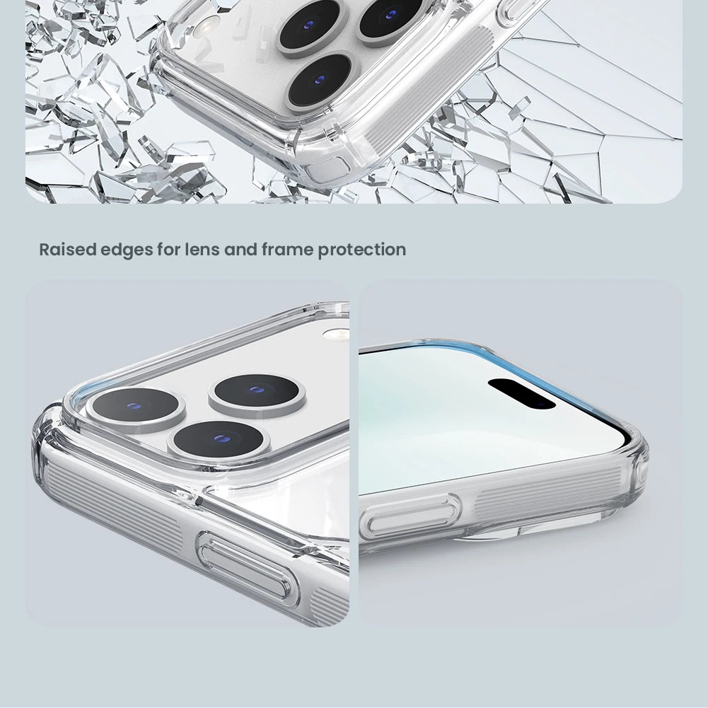 For iPhone 17 Pro Max 17 Air iPhone 16 Pro Max 16 Plus 17Pro Nature Pro Magnetic Transparent TPU Frame Cover Phone Case