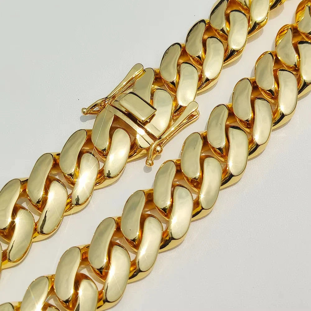 Fashion 22MM Width Miami Brass Cuban Link Chain Hip Hop Jewelry For Men Exaggeration Thick And Heavy Necklace