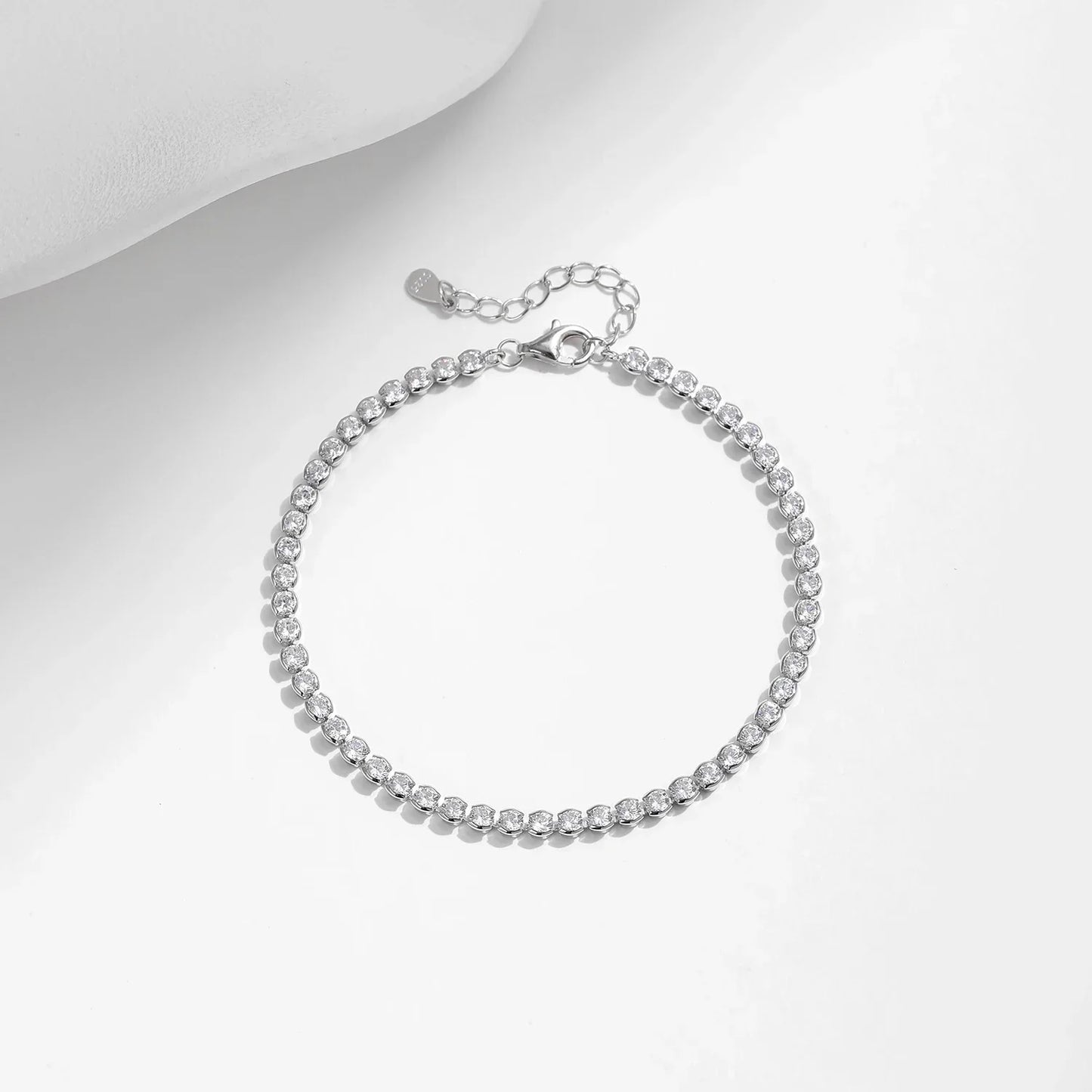 925 Sterling Silver Sparkling CZ Tennis Bracelet Round Zirconia Platinum Plated Bracelet For Women Fine Jewelry Gift