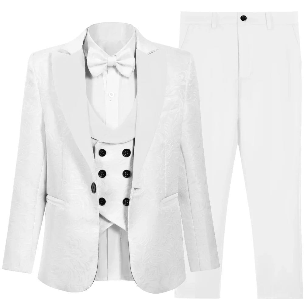 Multi-colors Boys Formal Suit Set 4 Pieces 3-14T Fast Delivery Kids Slim Fit Suits Wedding Ring Bearer Outfit Handsome Tuxedo