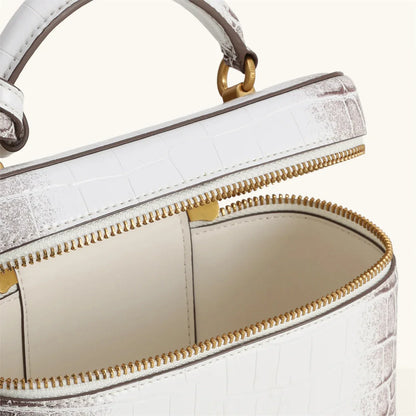 Women Shoulder Bag Crossbody Handbag Croc Embossed Small Square Box Purse French Vintage Messenger Bags Exquisite Ladies