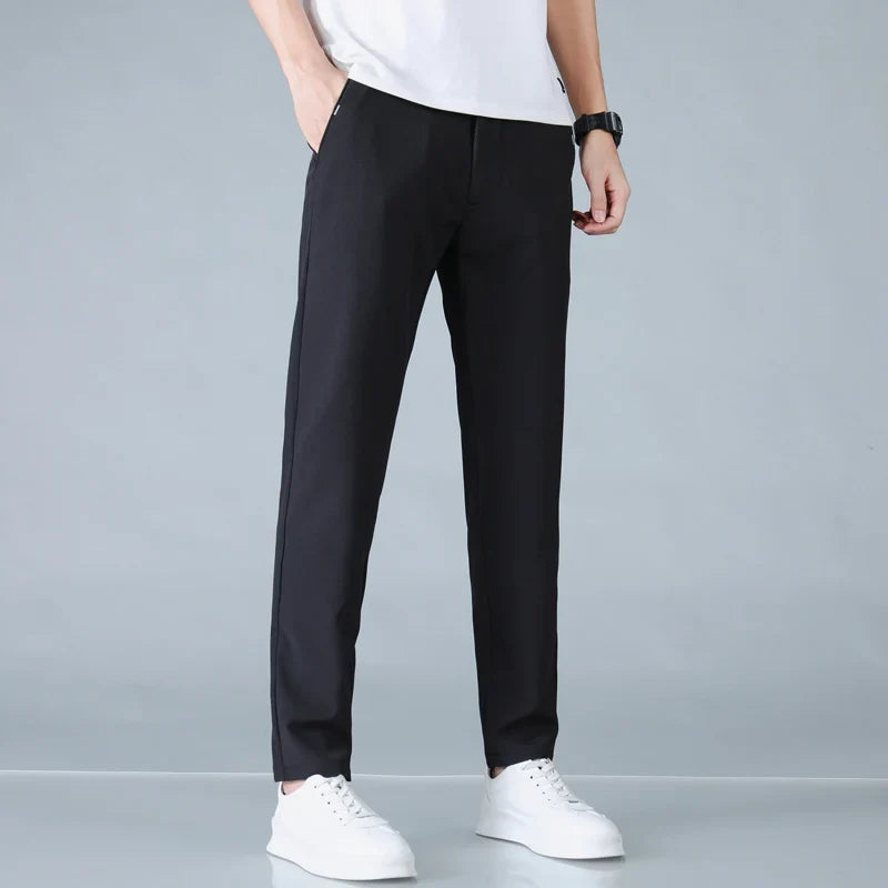 2025 Spring Summer Ultra-thin Men's Casual Pants Slim Straight Leg Elastic Waist Sports Jogging Trousers Fashion Men Golf Pants