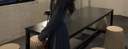 Sweet Style Suit Dress Korean Drama Main Character Waist Cinched Beautiful  Skirt College Style High Waist Double Breaste...