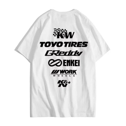 2026 New Japanese Modified Car Short Sleeve T-Shirt JDM Evolution KN Posture Enkei Modification Attitude KW Cultural Pure Cotton