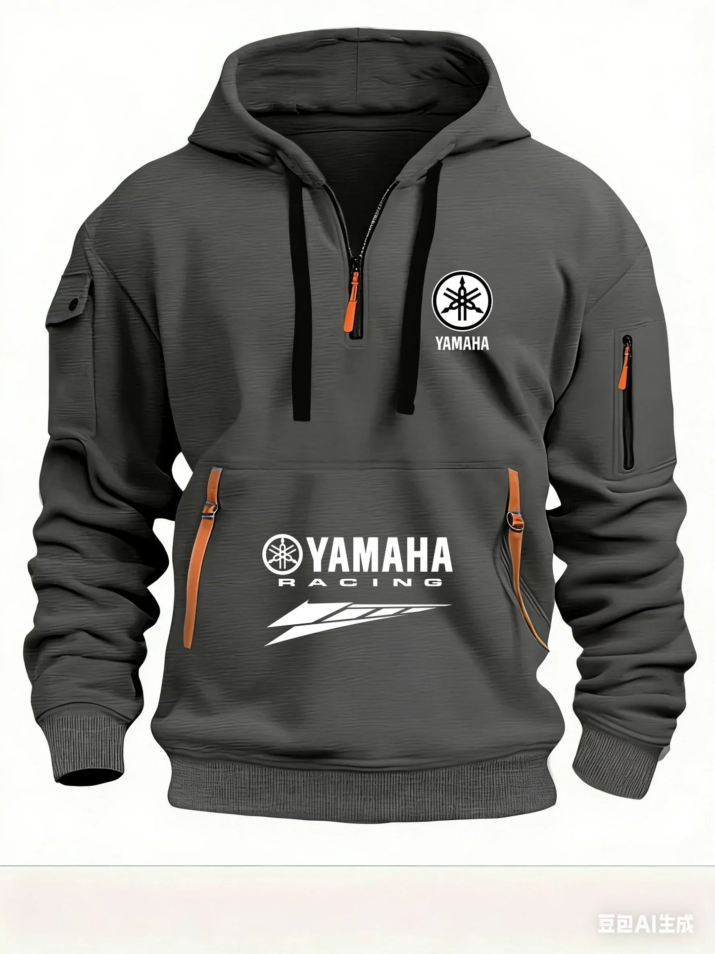 2026 New Yamaha Logo Racing Motorcycle Racing Outdoor Sports Men's Half Zipper Pocket Women's Large Hoodie
