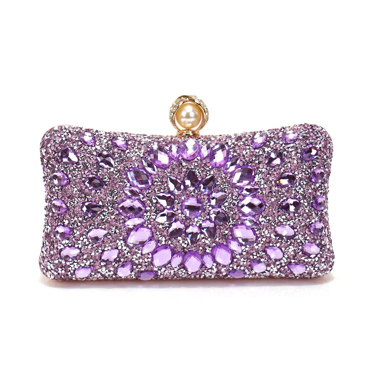 Golden Metal Pearl Rhinestones Glitter Evening Bags Small Lady Prom Dinner Luxury Night Gift Girlfriend Purse Acrylic Diamonds E