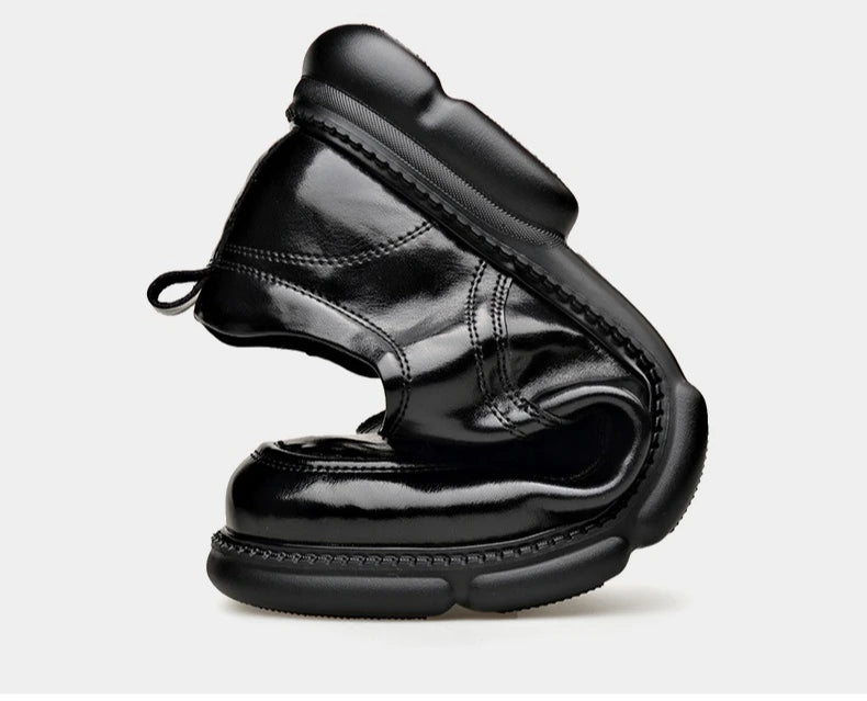 Summer Hallow Cow Leather Shoes for Men Fashion Casual Black New Designer Dress Shoes Male Lace Breathable Platform Shoes Man