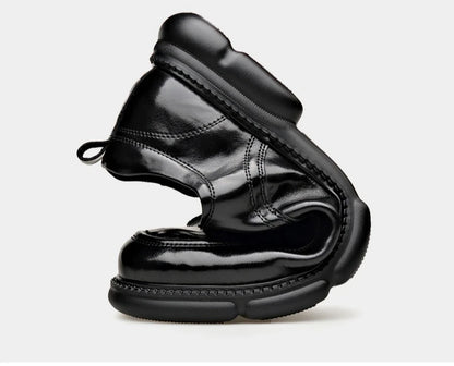 Summer Hallow Cow Leather Shoes for Men Fashion Casual Black New Designer Dress Shoes Male Lace Breathable Platform Shoes Man