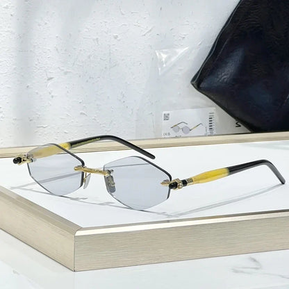 INS Maske P60 Luxury Rimless Sunglasses Men Hexagonal Acetate Handmande in Germany Designer Alloy Top Quality Trendy UV400 Women