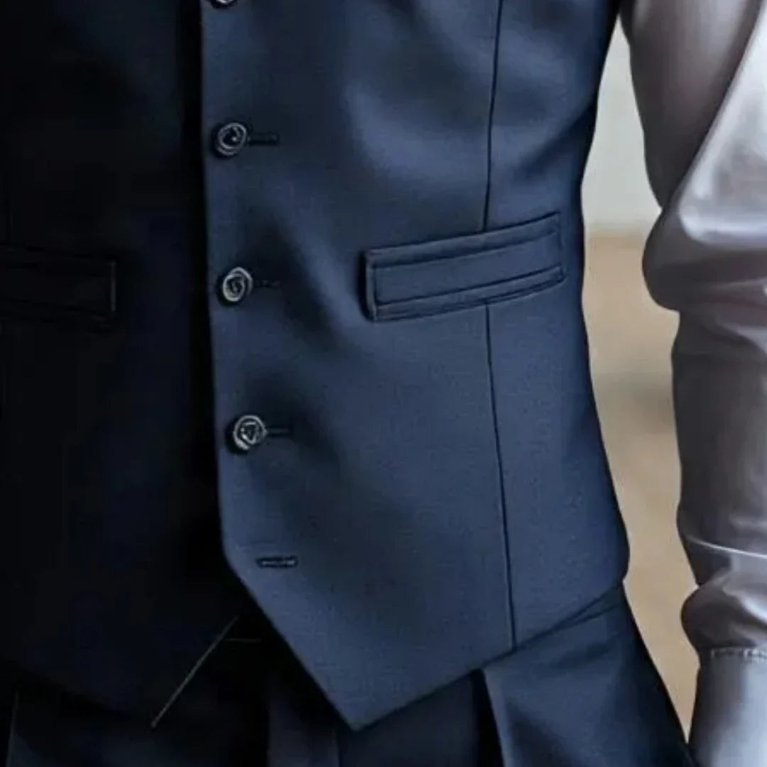 Men Vest Dark Blue With Lapel Single Button Waistcoat For Wedding Groom Banquet Business Work Office Casual Daily Men Suit Vest