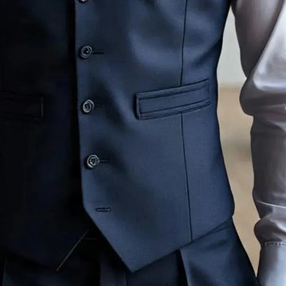 Men Vest Dark Blue With Lapel Single Button Waistcoat For Wedding Groom Banquet Business Work Office Casual Daily Men Suit Vest