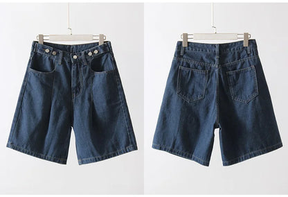 Summer Jean Shorts Women Denim High Waist Black Baggy Short Jeans Summer Pants Women's Bermuda Denim Shorts Wide Leg For Women