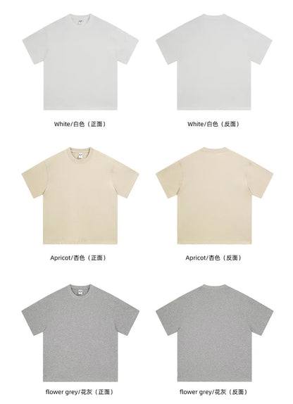 New Men Summer Boxy 275gsm Cotton T-Shirts Retro Unisex Oversized Short Version Basic T Shirt Brand Tees HY1070