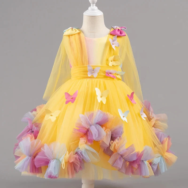 Baby Dress 0-5 Years Birthday Party Wedding Dresses For Toddler Sleeveless Butterfly Mesh Fluffy Cute Girl Princess Dress