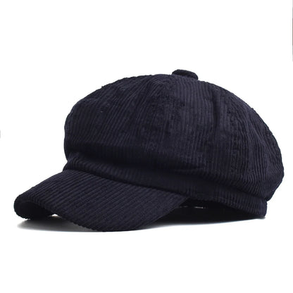 Vintage English Newsboy Cap - Women's Octagonal Beret | Baker Boy Hat for Autumn & Winter