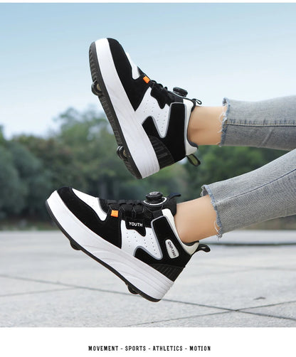 Students Children's Shoes Four Wheel Light Shoes Boys Invisible Roller Shoes Large Size Outdoor Sports Walking Shoes Women
