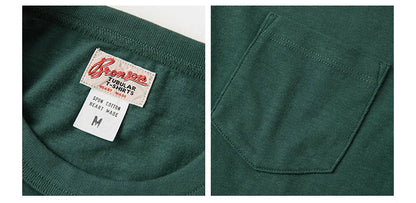 Rugged Bronson Loopwheel Tubular Pocket T-Shirt 220g Slub Cotton Men's Seamless Side Tee Short Sleeve