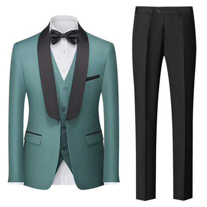 Red Men's Suit 3 Piece, Wedding Party Dress Jacket with Pants Vest, Blue, Green, Gray, Black Available, Asian Size M-5XL 6XL