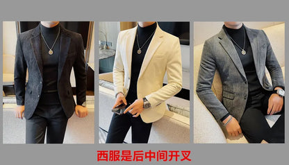 British Style Solid Color Slim Suit Jacket Men Fashion Casual Business Blazers Coats High Quality Social Wedding Elegant Jackets