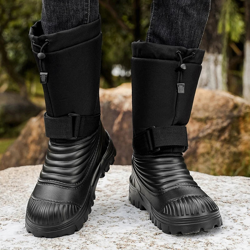 Men's New Snow Boots for Autumn and Winter, Fleece-Lined and Thickened, Cold-Proof, Outdoor Warm, Waterproof, Anti-Skiing, Hiking Boots