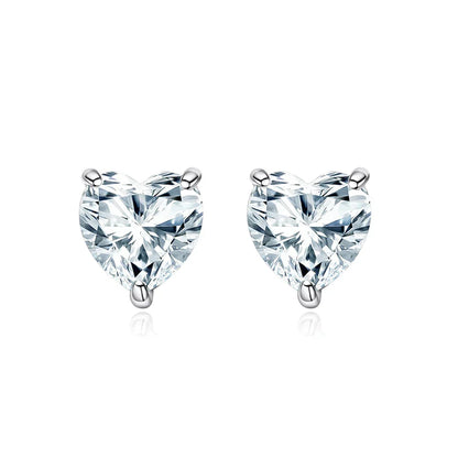 925 Sterling Silver 6.5*6.5mm Heart Moissanite Diamond Women Ear Studs Earrings Wedding Engagement Fine Jewelry Wholesale