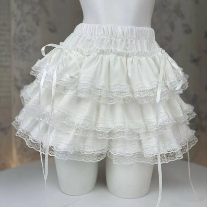 Princess Lolita Vintage Cake Skirt Sweet Kawaii Lace Ruffles Mini Skirts Harajuku Y2k Style Party Faldas Mujer Summer