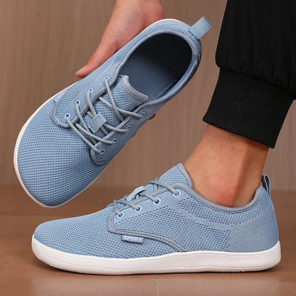 Wide Toe Men Shoes Breathable Knitted Mesh Comfortable Barefoot Shoes Casual Versatile Soft Sole Wide Last Shoes Walking Shoes