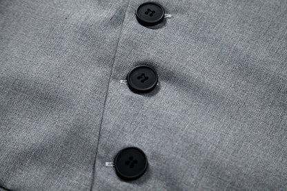 Men's Suit Vest, Chic Solid Slant-breasted Waistcoat for Men, Males Black/Grey Vest for Grooms Wedding Party Business Prom