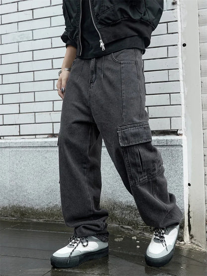 Y2k New Baggy Jeans Male Hip Hop Harajuku Trousers Wide Leg Denim Pants Men's Jeans Streetwear Korean Oversize Cargo Pants