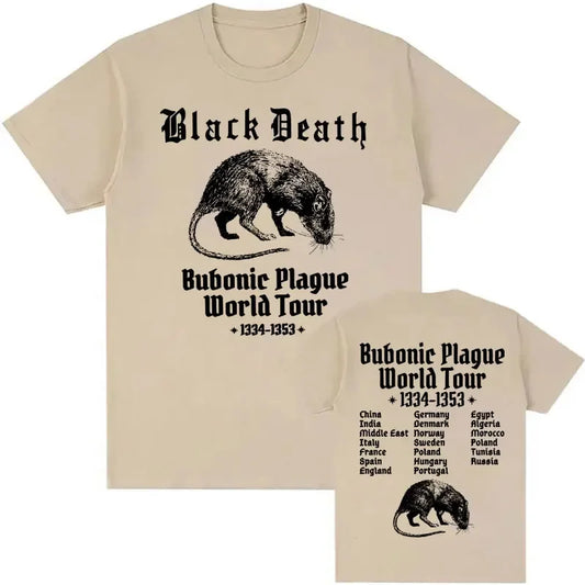 Bubonic World Tour 2024 Tshirts Men Women Casual Funny Meme Gothic T Shirt Fashion Vintage Oversized Cotton Short Sleeve T-shirt