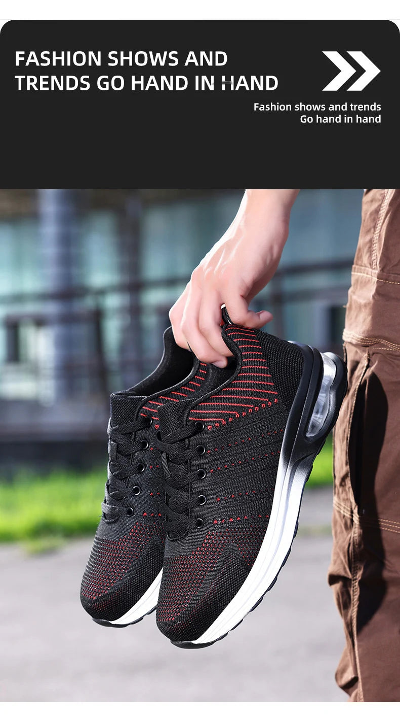 Lightweight Safety Shoes Women Men Air Cushion Work Sneakers Steel Toe Shoes Construction Safety Boots Anti-smash Work Shoes