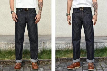 SZ6601-10OZ Men Jeans Selvedge Sanforized Denim Jeans Summer Indigo Jeans for Man Regular Fit Straight Leg 10 Oz