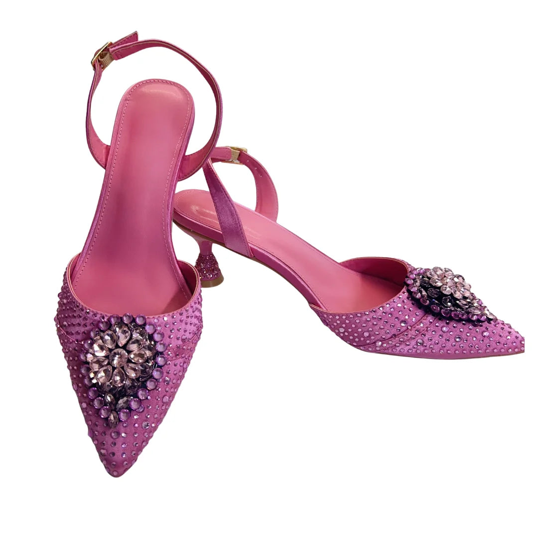 Women's Clutch Bag and Shoes Fairy Diamond High Heels Stylish Dress Shoes Pointed Toe Stiletto Heels Elegant Party Wedding Shoes