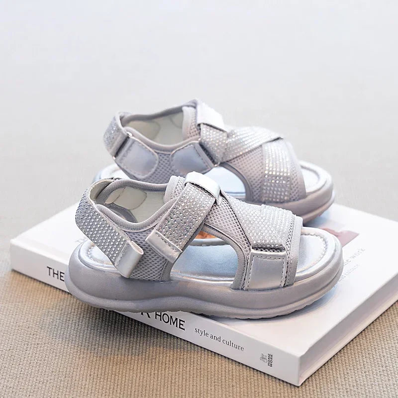 Summer Girls New Sandals Breathable Mesh Children's Causal School Sandals Simple Fashion Kids Beach Platform Sandals Open-toe