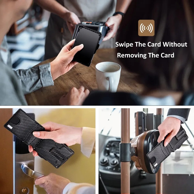 Portefeuille pour hommes, portefeuille minimaliste pour hommes 9-13 cartes, portefeuille compact et mince avec pince à billets et fenêtre d'identification, blocage RFID intelligent Pop Up C