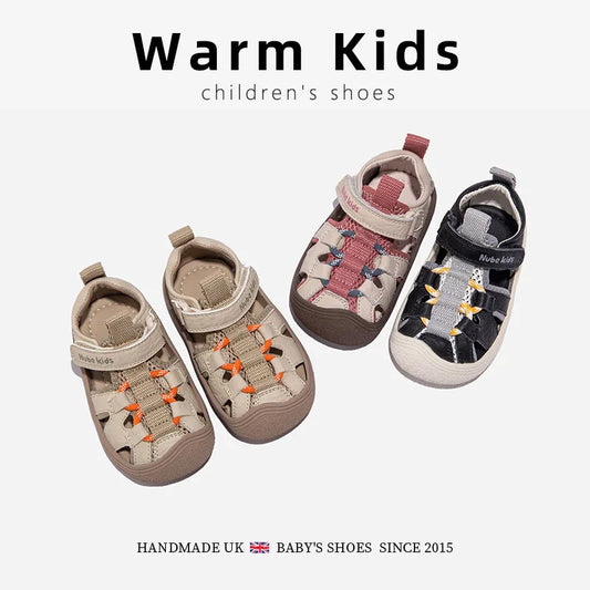 High Quality Children Sandals Summer Kids Beach Shoes Sport Sandals Little Boys Girls Close-toed Sandals Pink, Black, Khaki