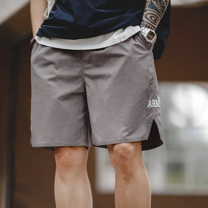 Retro Training Sports Shorts with Thin Letter Embroidered Straight Shorts for Men's Summer Fashion Pants