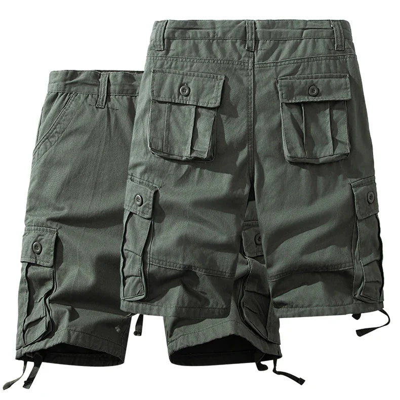 Men's Cotton Shorts Casual Sports Short Pants Tactical Bermuda Shorts American Style Knee Length Streetwear