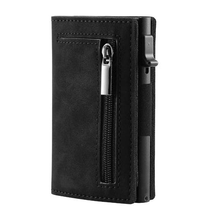 Porte-cartes de crédit bloquant le RFID, portefeuille homme de luxe, Pop Up, fin et minimaliste, étui porte-cartes bancaires noir pour hommes
