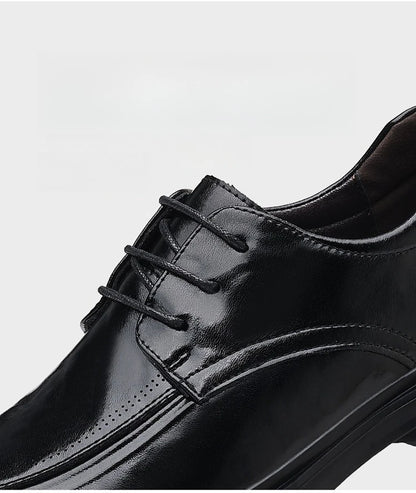 Spring Autumn Business Leather Shoes for Men Solid Color Lace Designer Big Head Dress Shoes Male Fashion Platform Casual Shoe