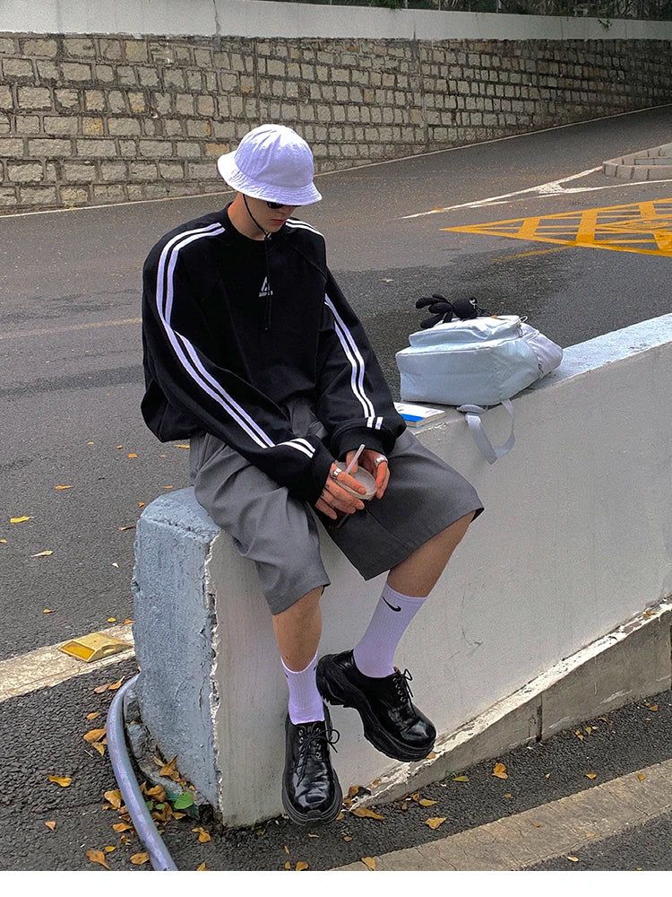 Spring Summer Loose Casual Soft Grey Pleated Shorts for Men with High Waist Short Straight Pants Korean Clothes 2024