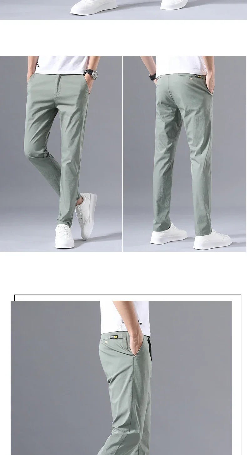 Spring Summer Thin Slim Men Casual Pants Classic Business Cotton Stretch Golf Trousers Korean Fashion Male Clothing Pants