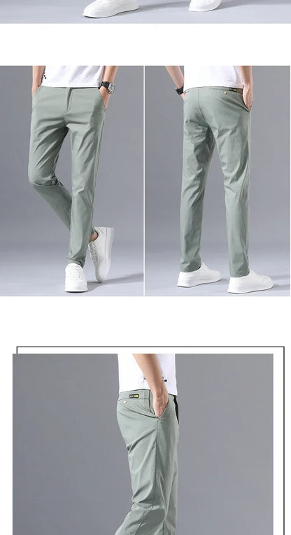 Spring Summer Thin Slim Men Casual Pants Classic Business Cotton Stretch Golf Trousers Korean Fashion Male Clothing Pants